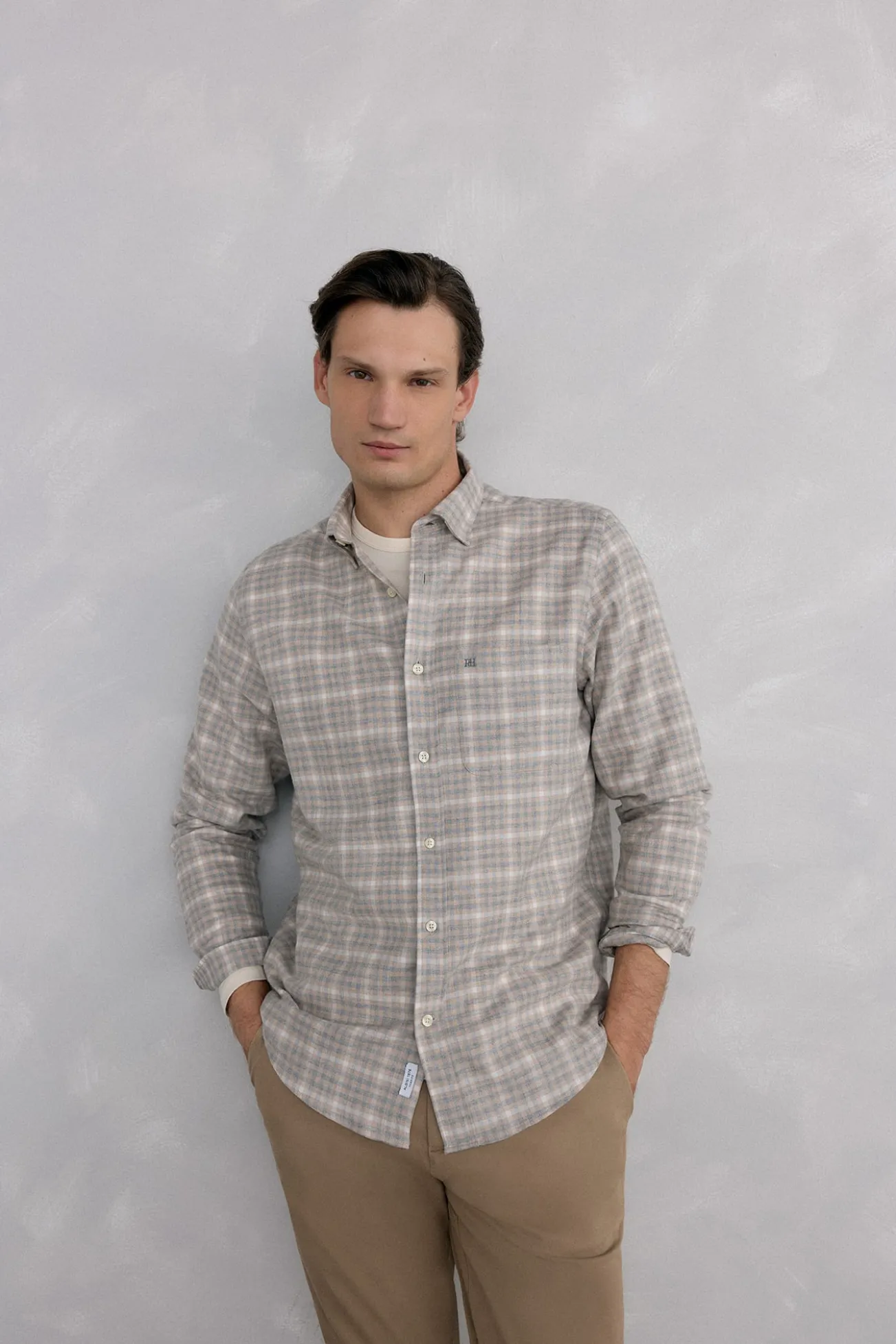 Camisa cuadros franela tejido italiano