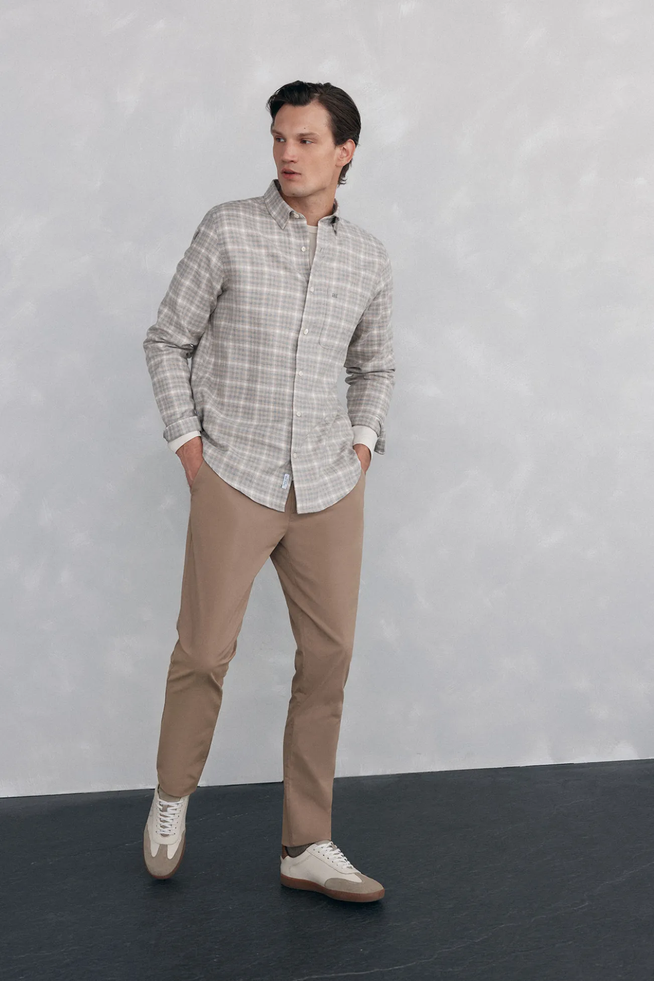Camisa cuadros franela tejido italiano