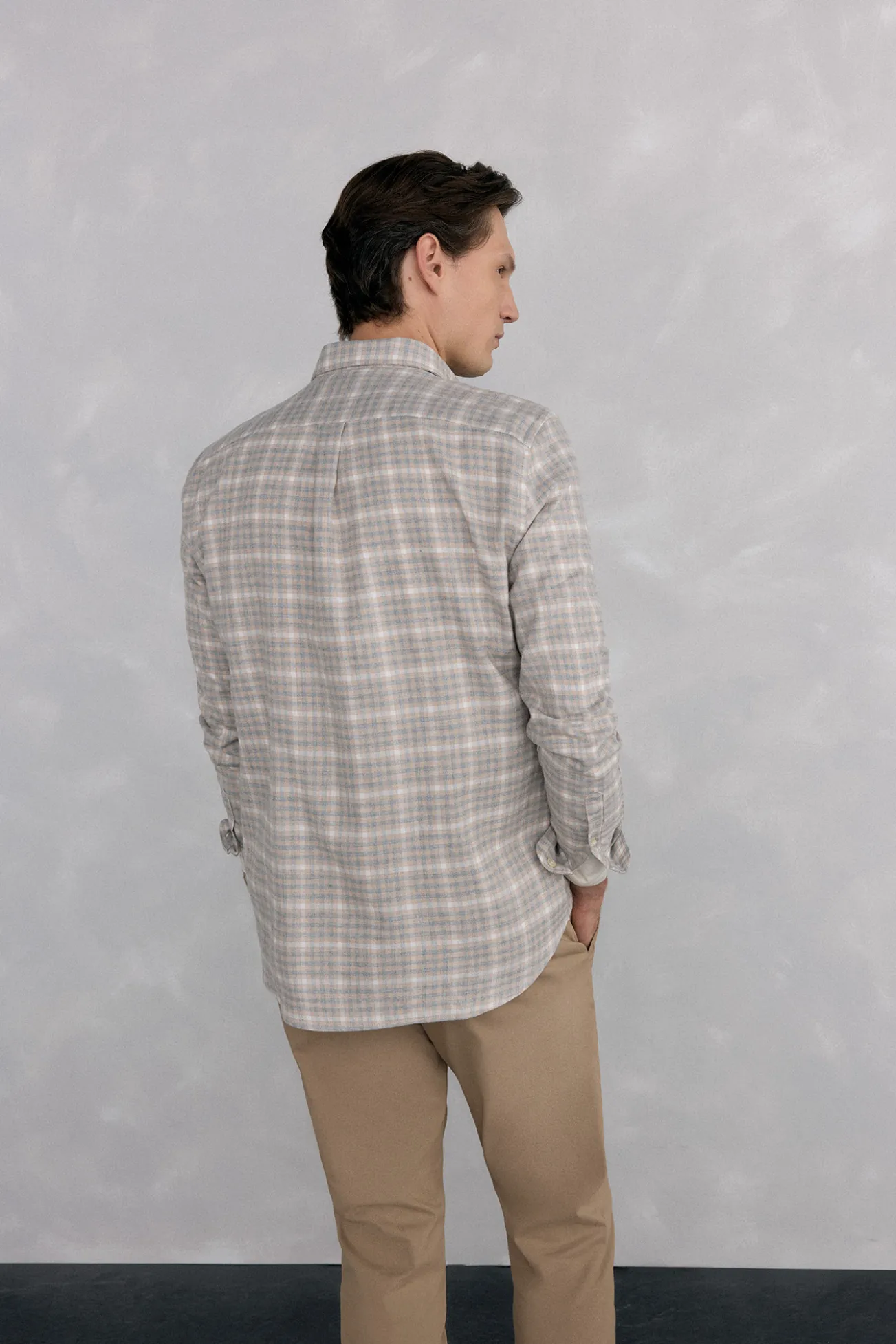Camisa cuadros franela tejido italiano