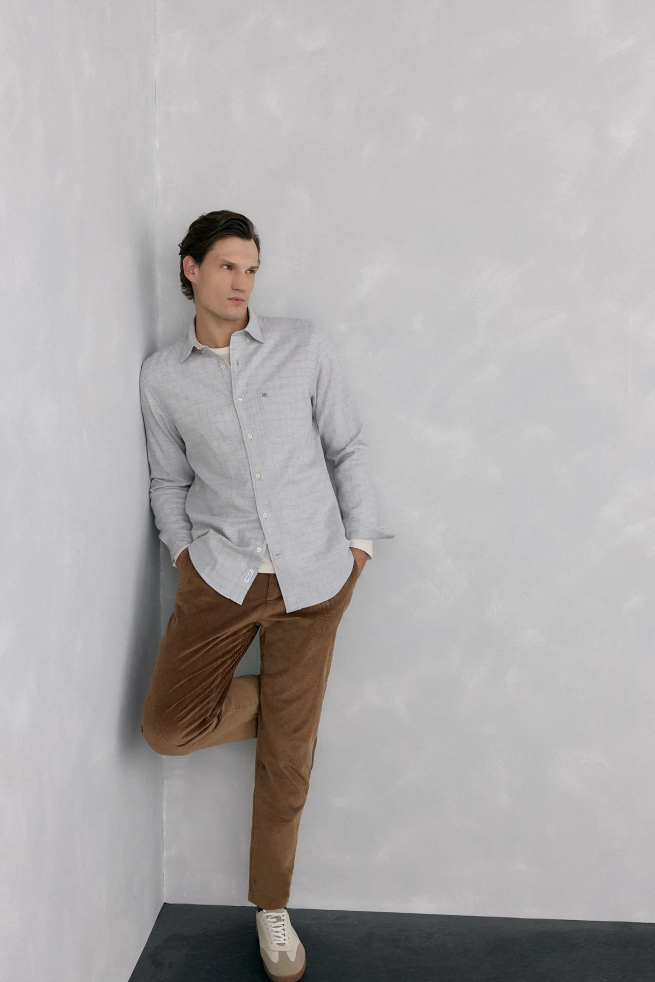 Camisa cuadros franela tejido italiano