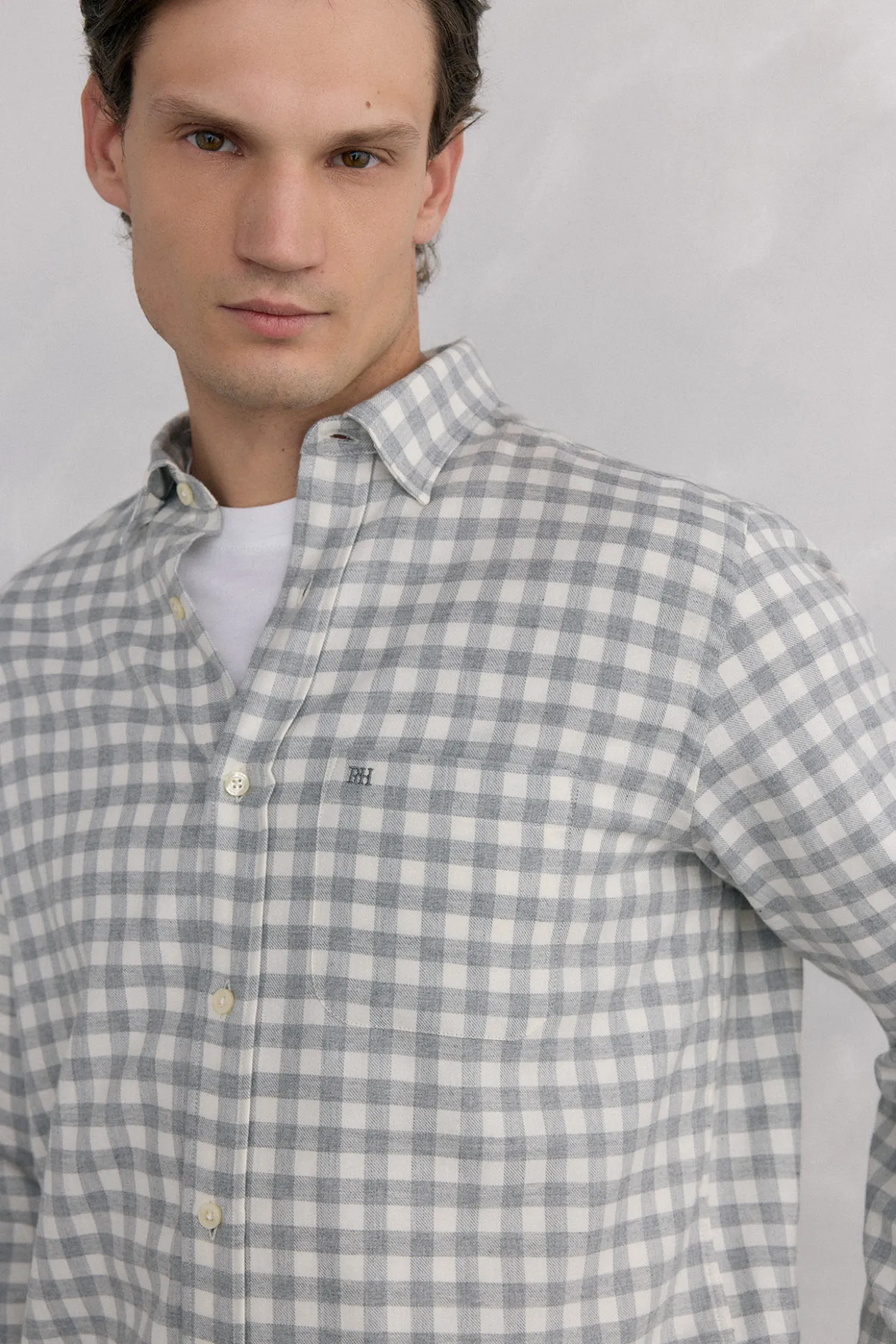 Camisa cuadros franela tejido italiano
