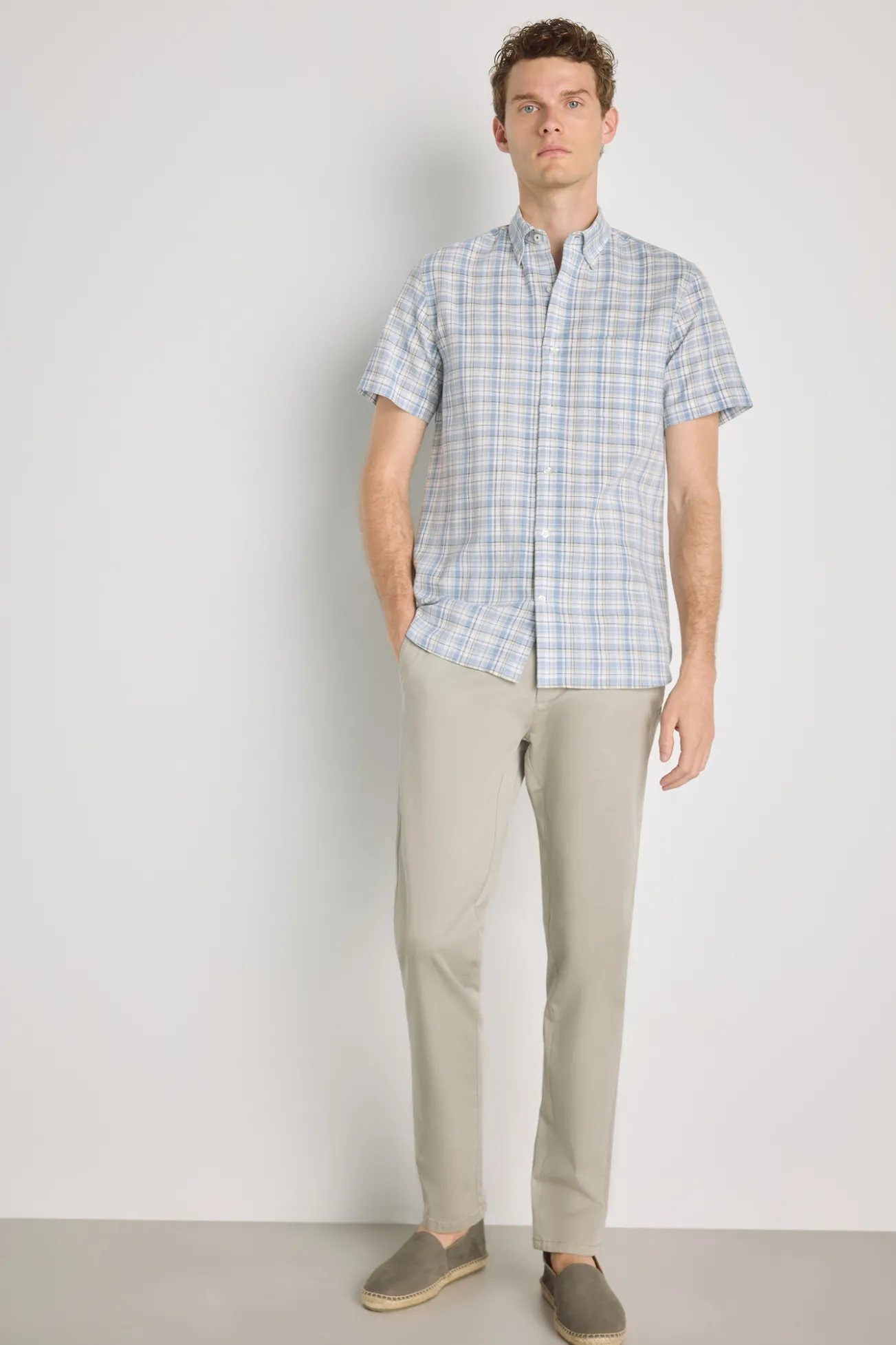 Camisa cuadros manga corta