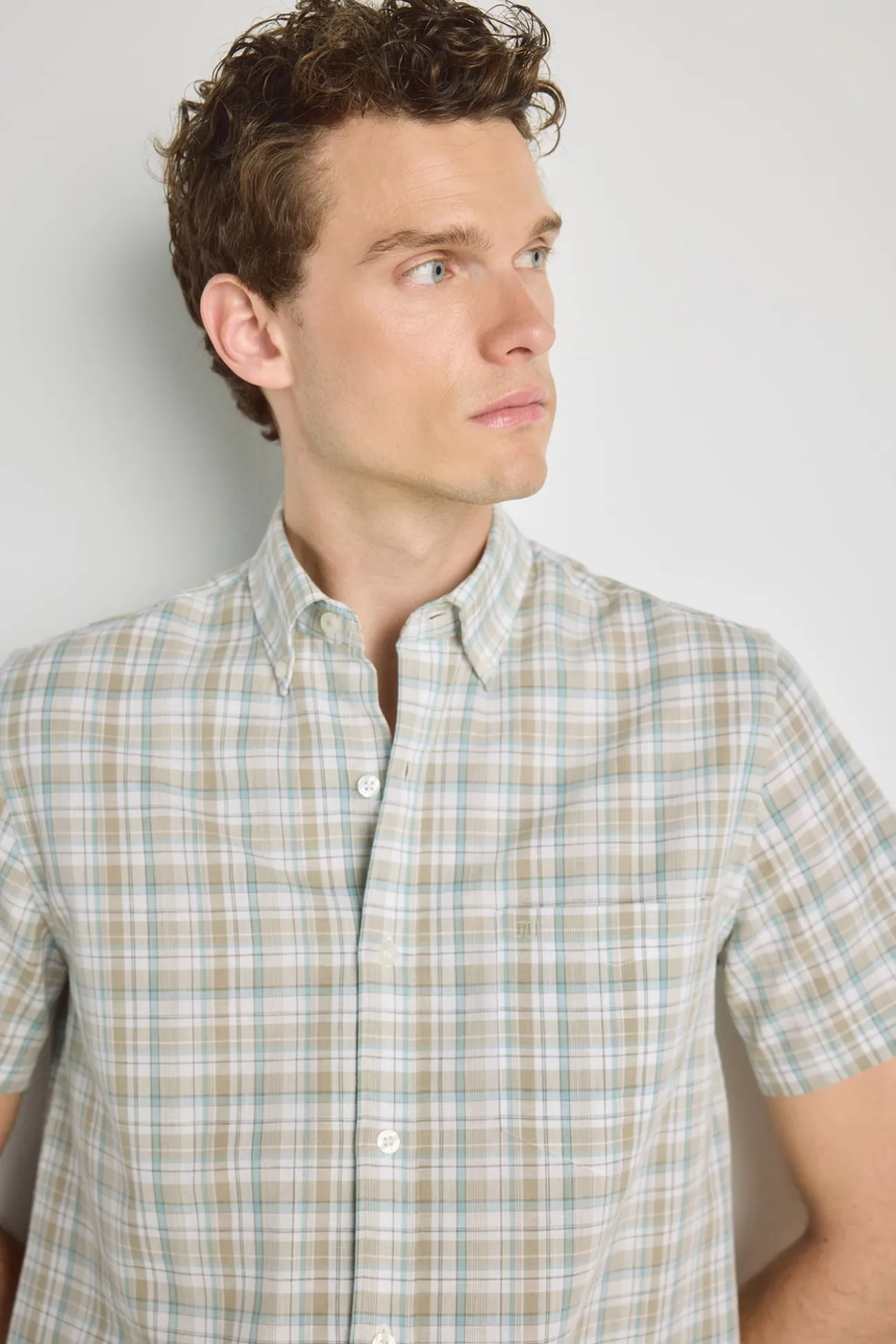 Camisa cuadros manga corta