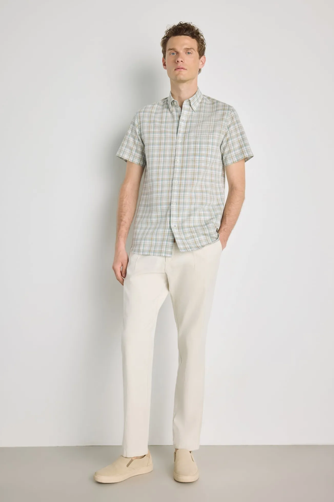 Camisa cuadros manga corta