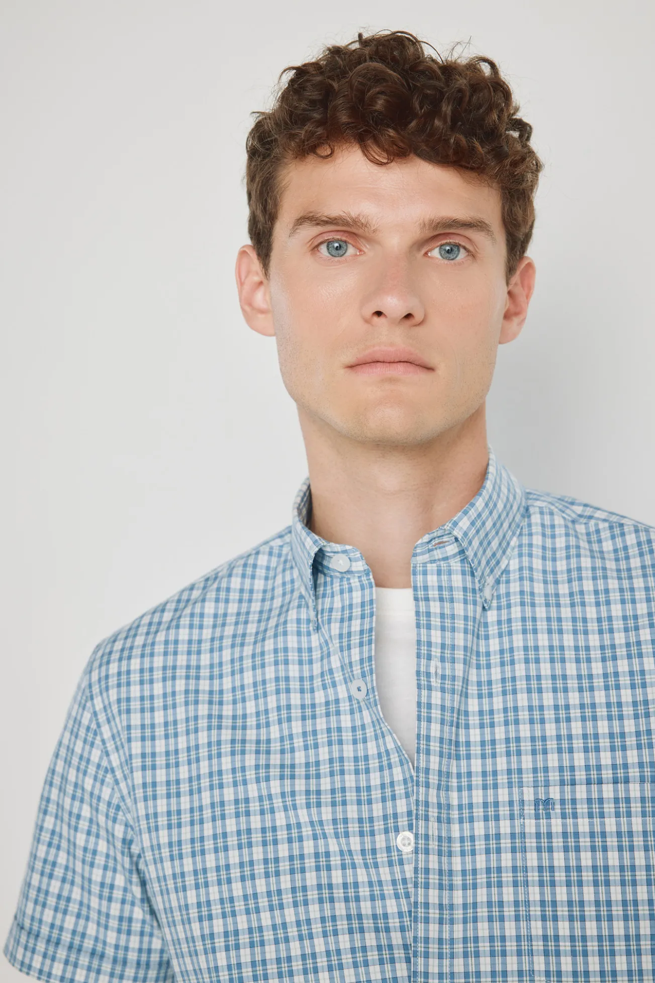 Camisa cuadros manga corta