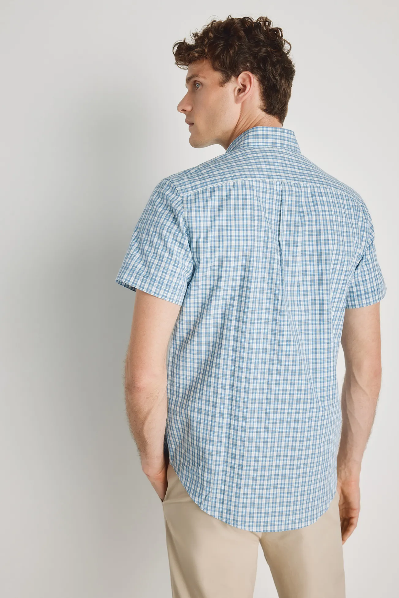 Camisa cuadros manga corta