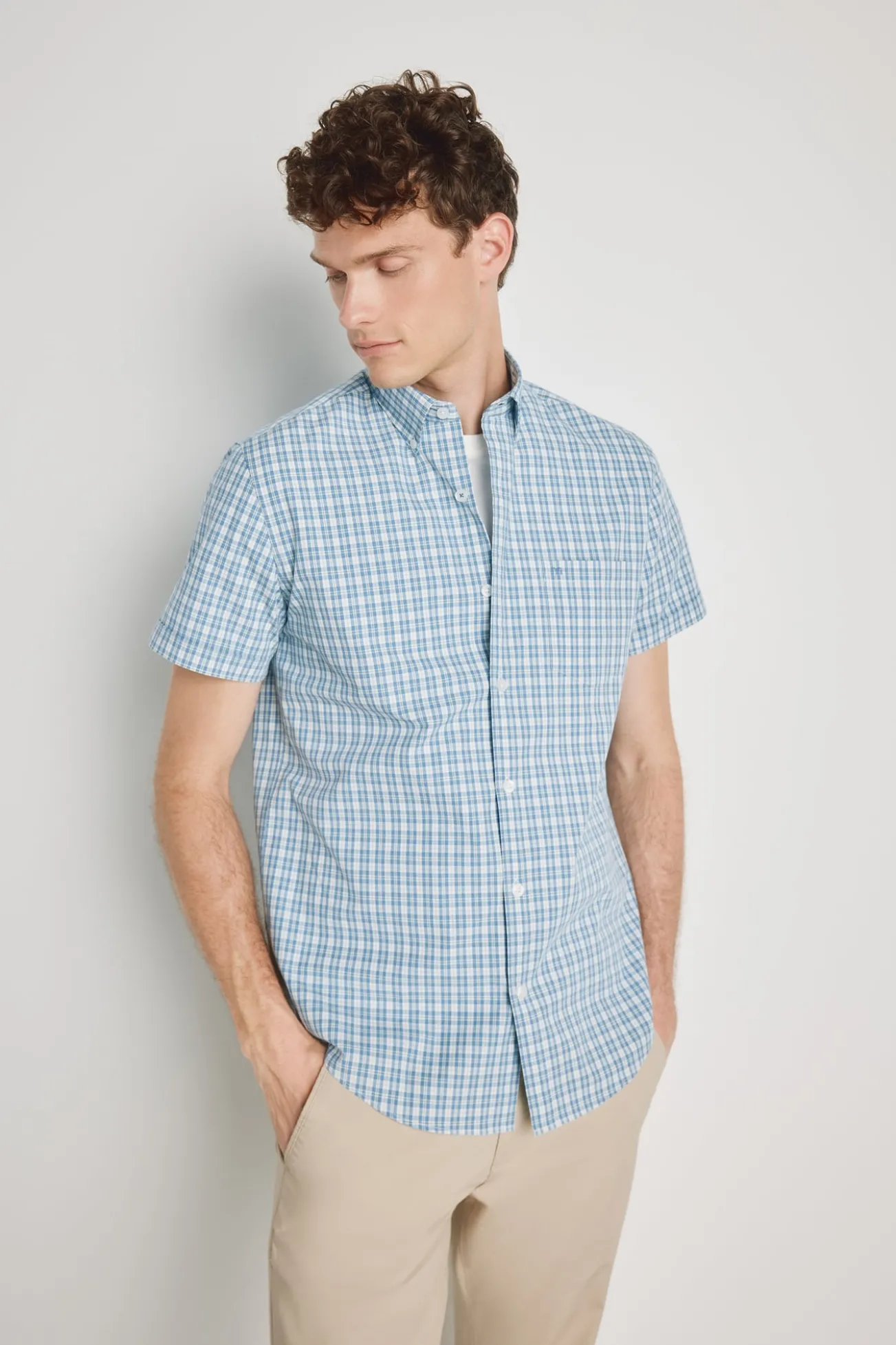 Camisa cuadros manga corta