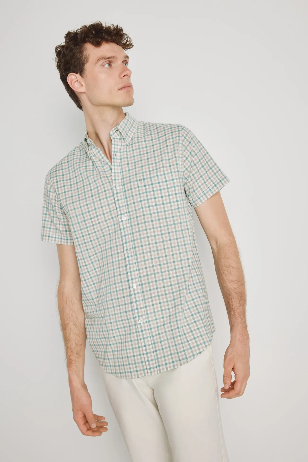 Camisa cuadros manga corta