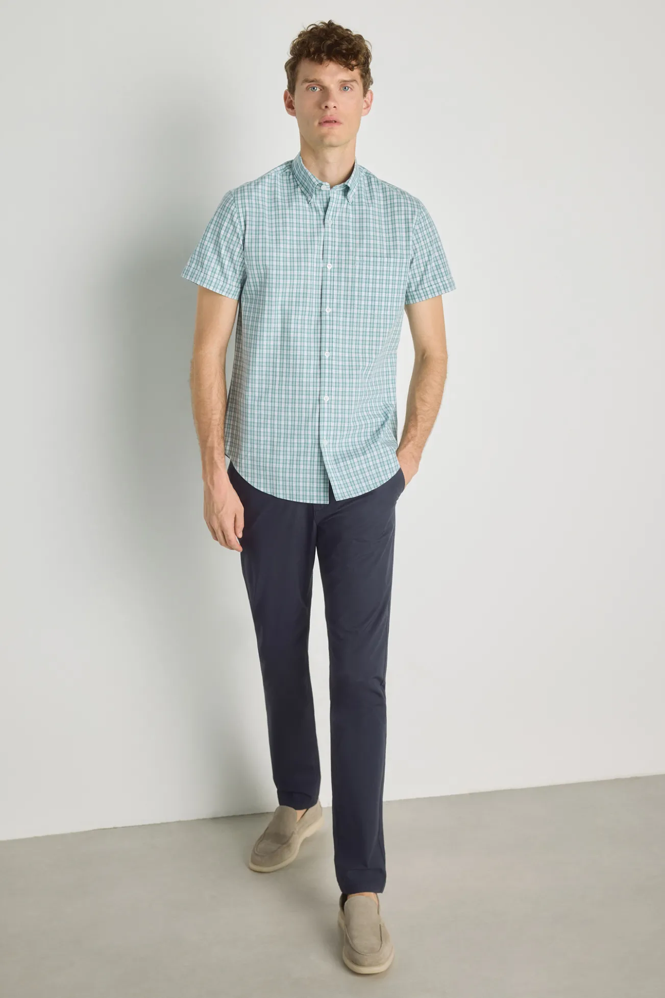 Camisa cuadros manga corta