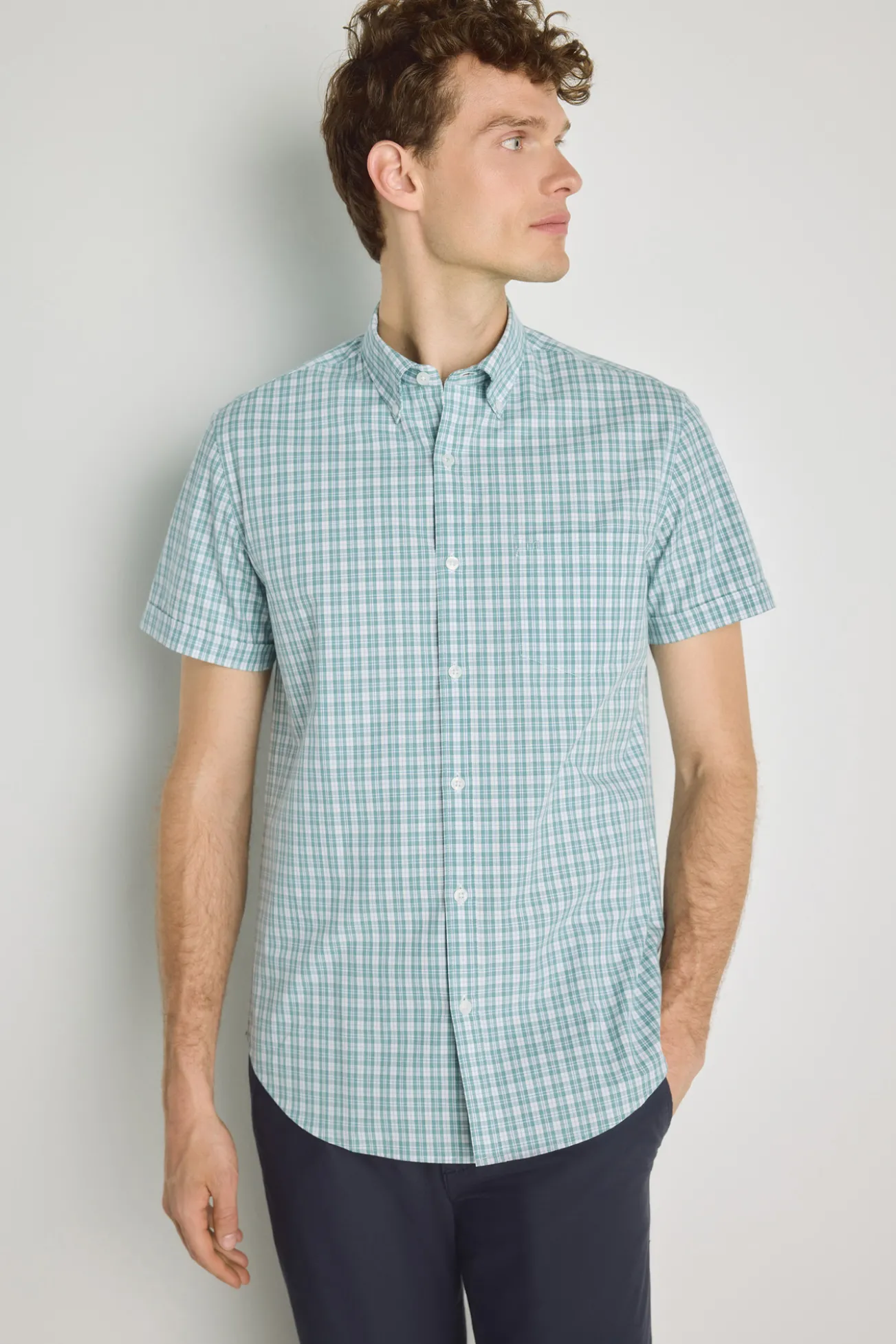 Camisa cuadros manga corta