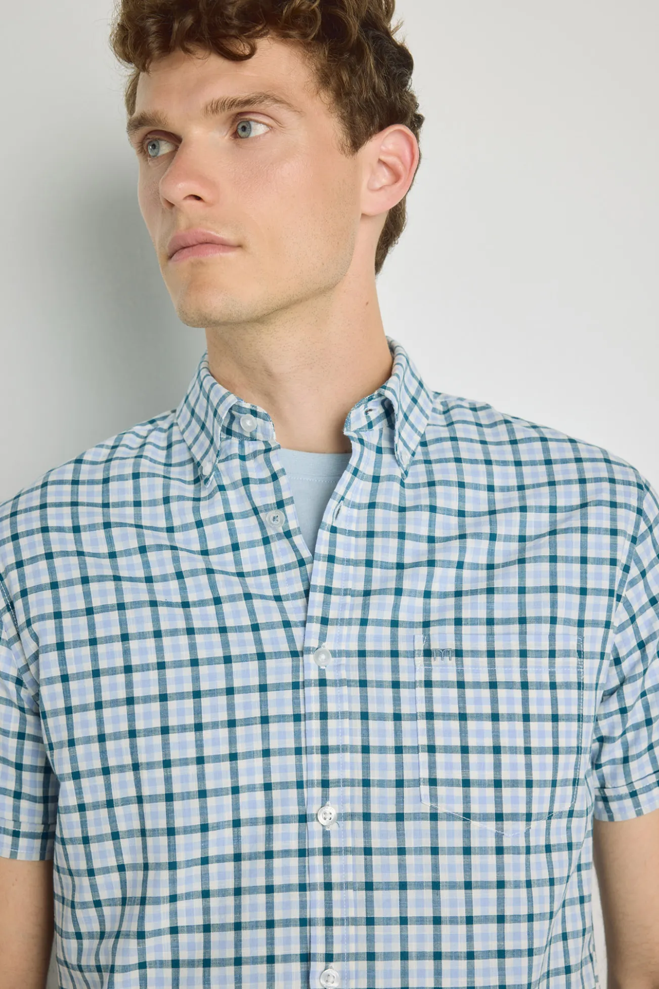 Camisa cuadros manga corta