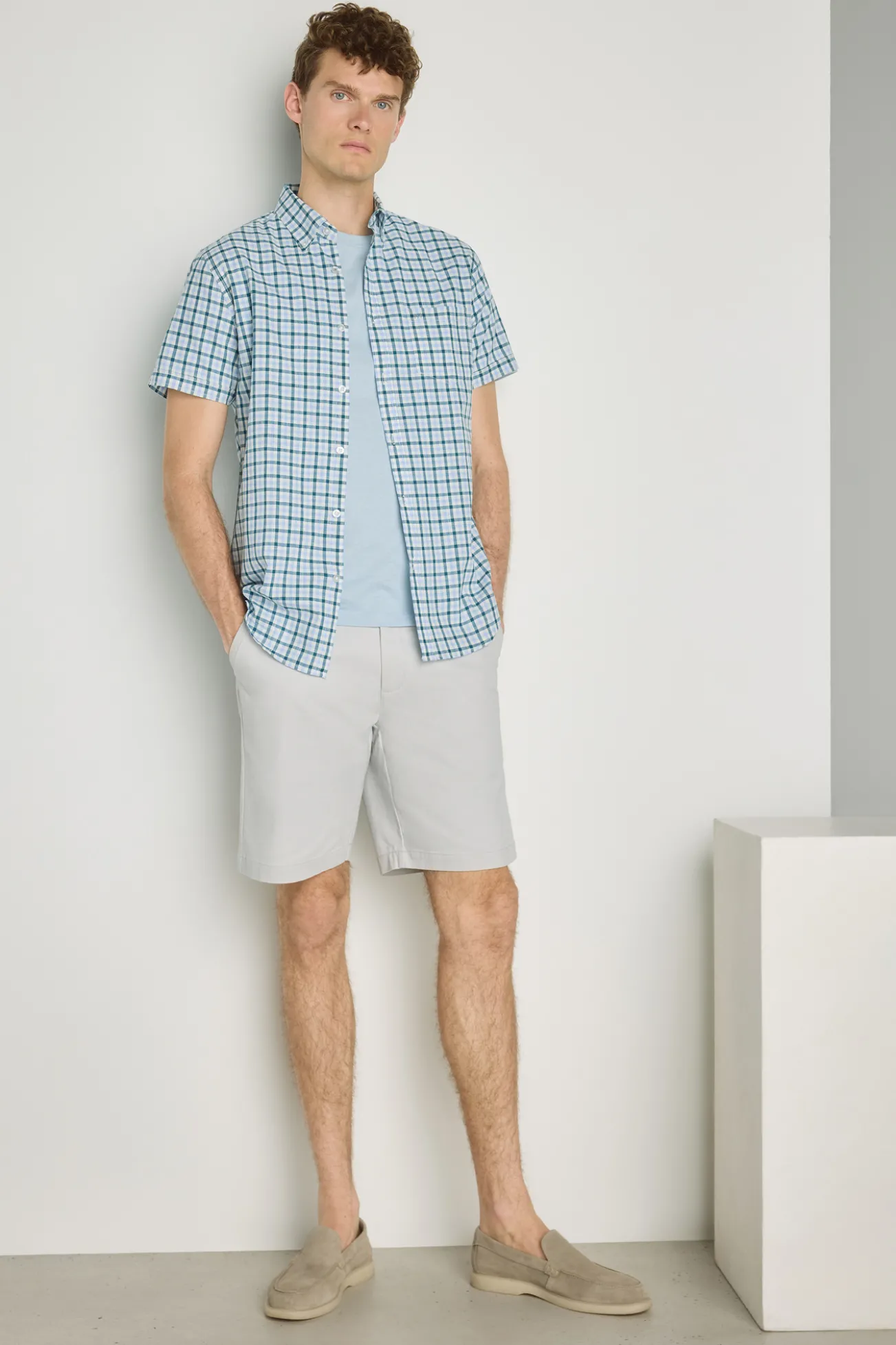 Camisa cuadros manga corta