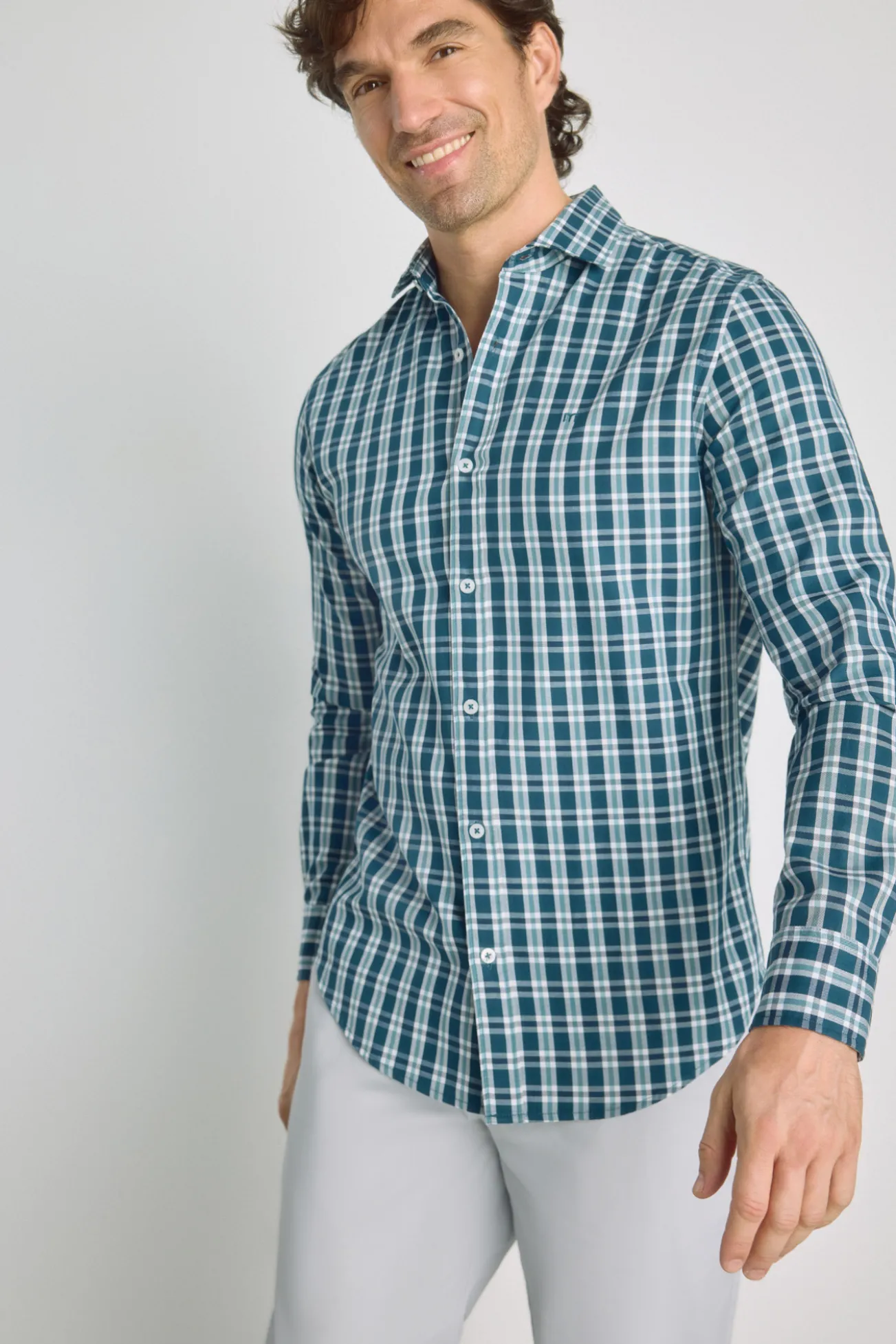 Camisa cuadros manga larga