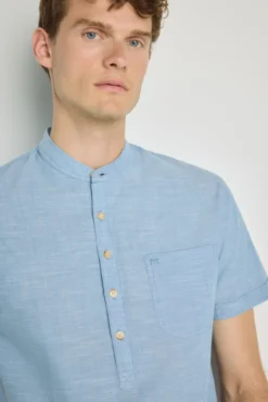 Camisa cuello mao manga corta
