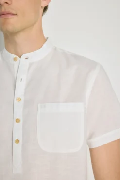 Camisa cuello mao manga corta