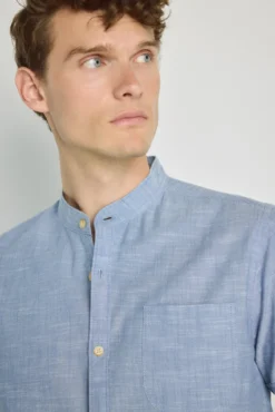 Camisa cuello mao manga corta