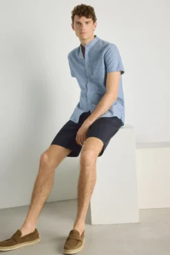 Camisa cuello mao manga corta