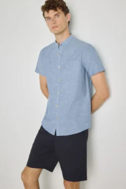 Camisa cuello mao manga corta