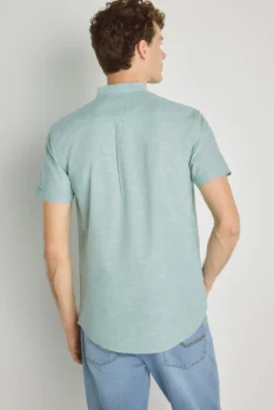 Camisa cuello mao manga corta