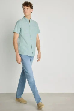 Camisa cuello mao manga corta