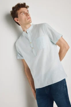 Camisa cuello mao manga corta