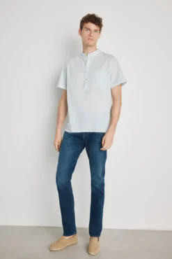 Camisa cuello mao manga corta