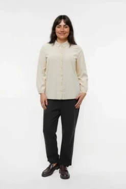 Camisa de algodón de manga larga talla grande