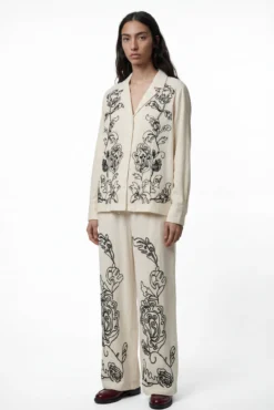 Camisa de lino estampada