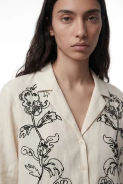Camisa de lino estampada