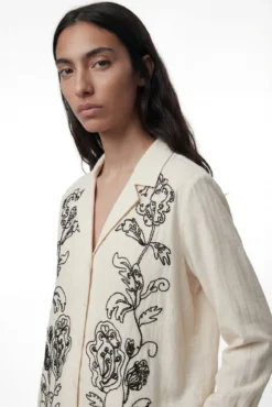 Camisa de lino estampada