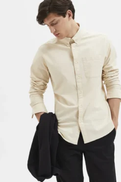Camisa de manga larga con bolsillo 100% algodón