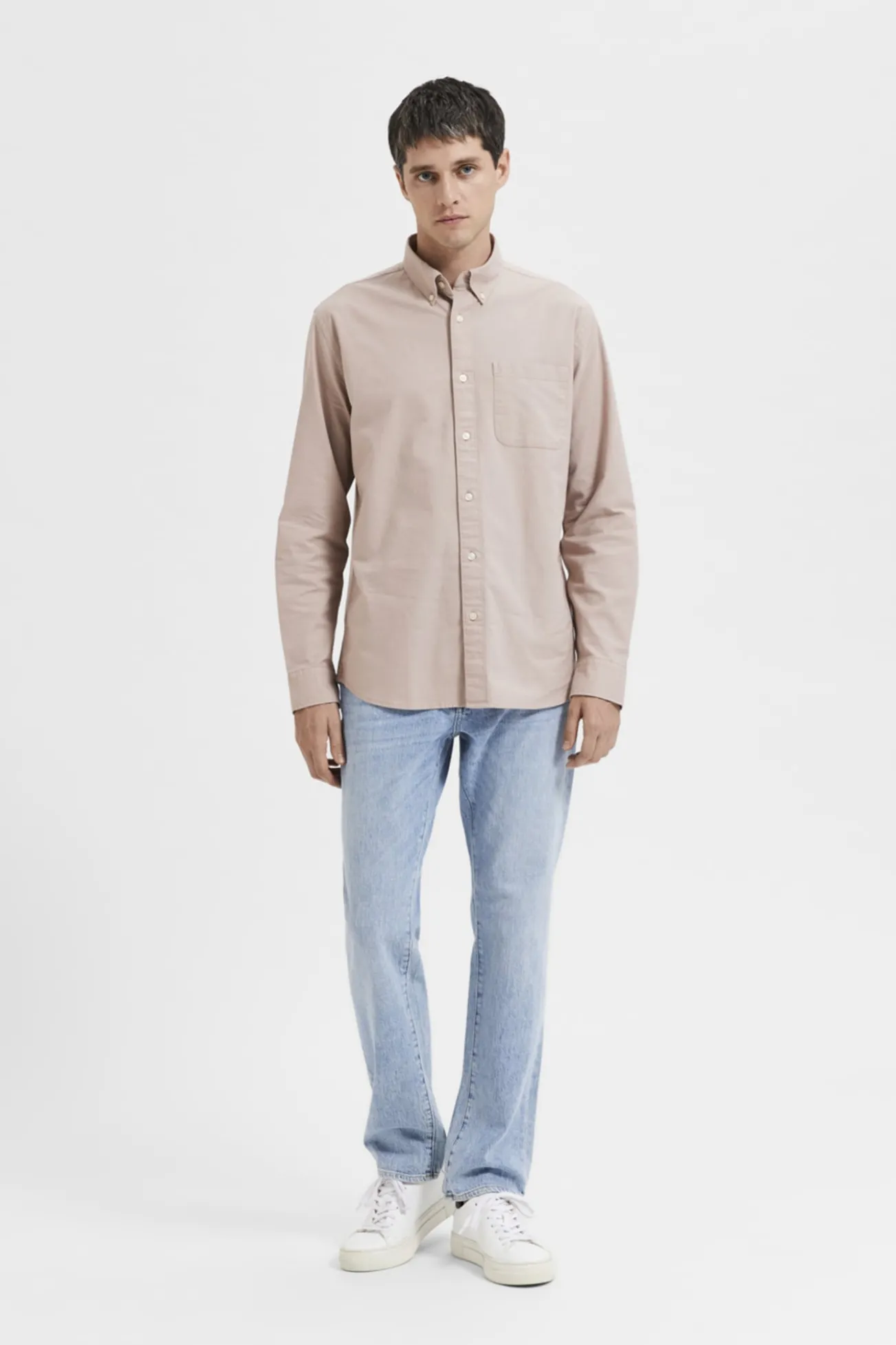 Camisa de manga larga con bolsillo 100% algodón