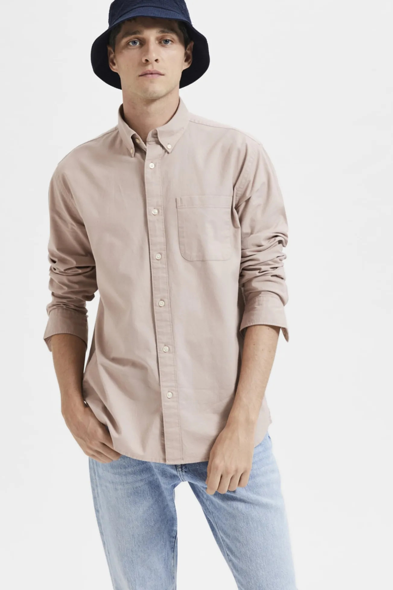 Camisa de manga larga con bolsillo 100% algodón