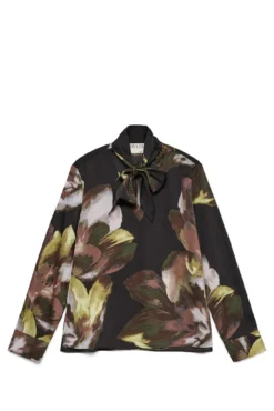 Camisa de manga larga cuello con lazada