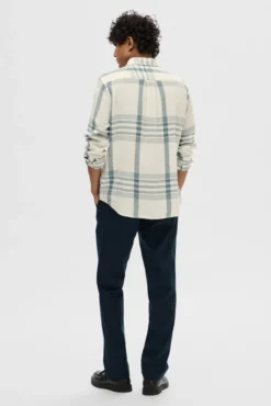 Camisa de manga larga de cuadros Relaxed Fit confeccionada con algodón y lino