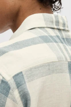 Camisa de manga larga de cuadros Relaxed Fit confeccionada con algodón y lino