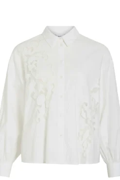 Camisa de viscosa y algodón con encaje