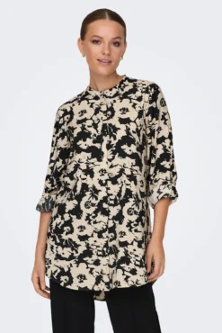 Camisa larga cuello mao