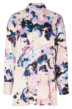 Camisa larga satinada con print confeccionada con Lenzing ECOVERO