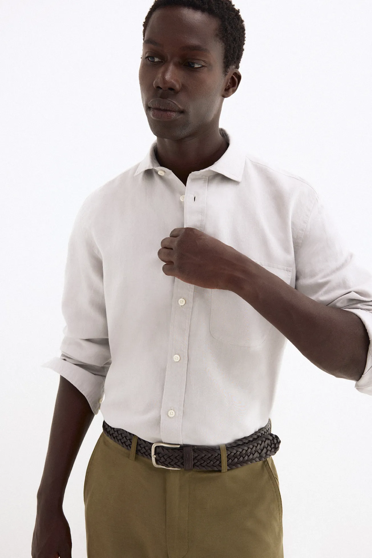 Camisa lino bolsillos