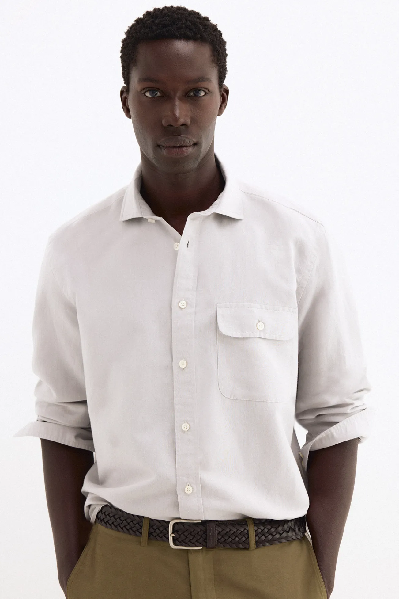 Camisa lino bolsillos
