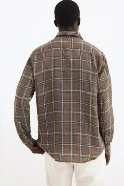 Camisa lino cuadros tejido italiano