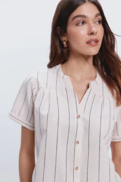 Camisa lino manga corta