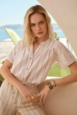 Camisa lino manga corta
