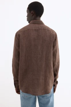Camisa lino rayas tejido italiano