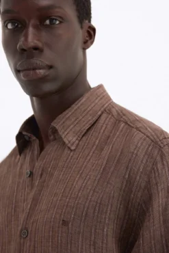 Camisa lino rayas tejido italiano