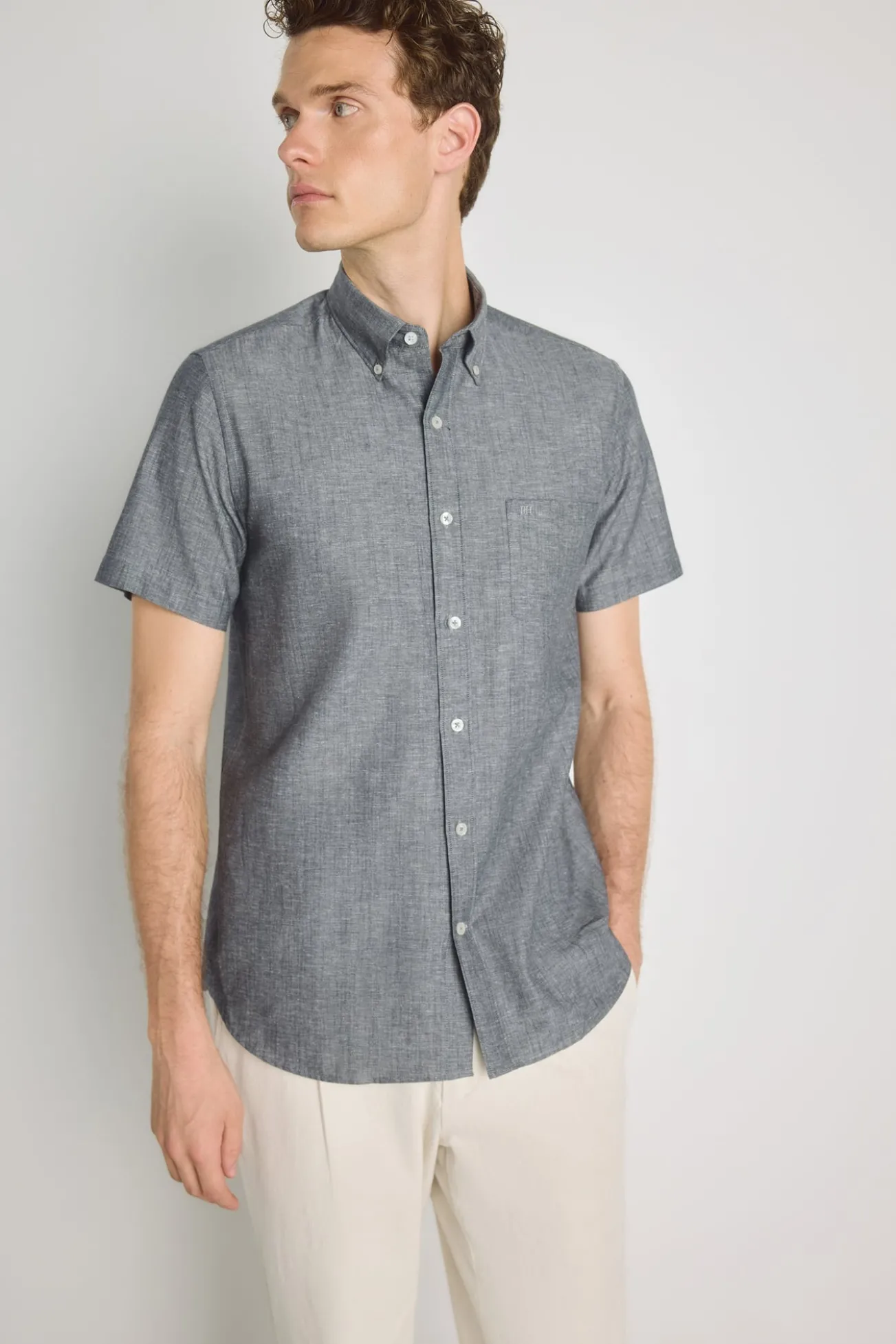 Camisa lisa manga corta