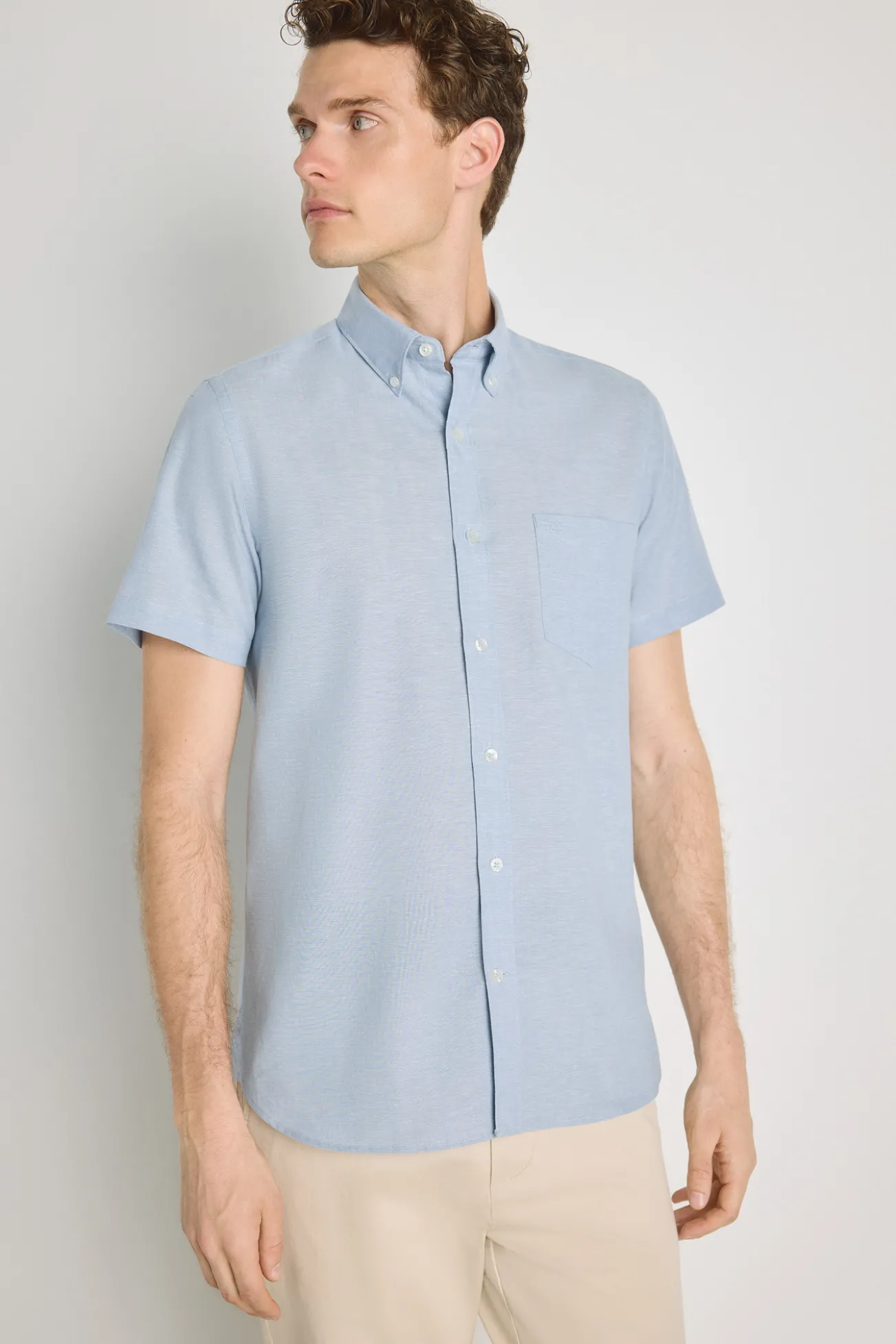 Camisa lisa manga corta