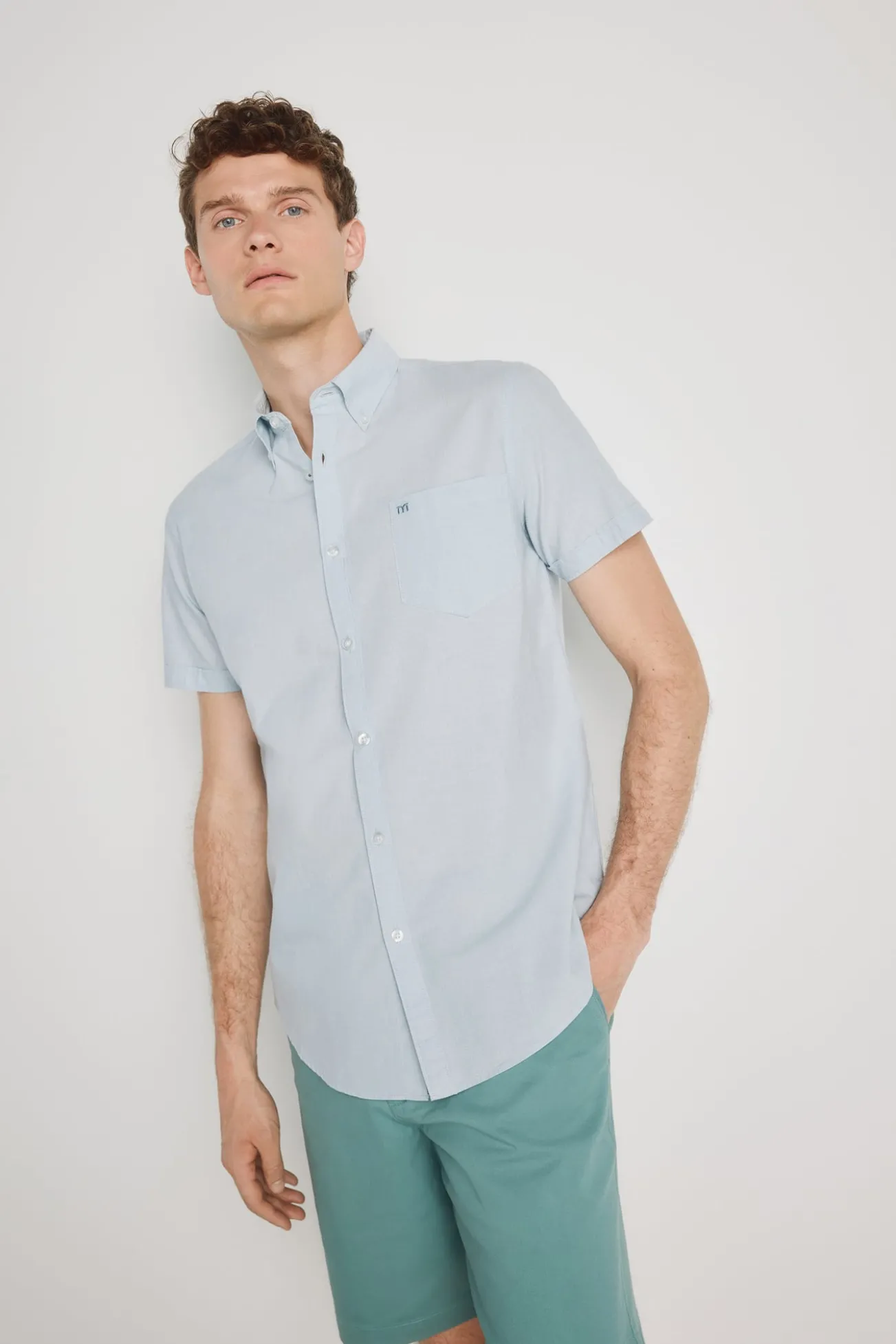 Camisa lisa manga corta