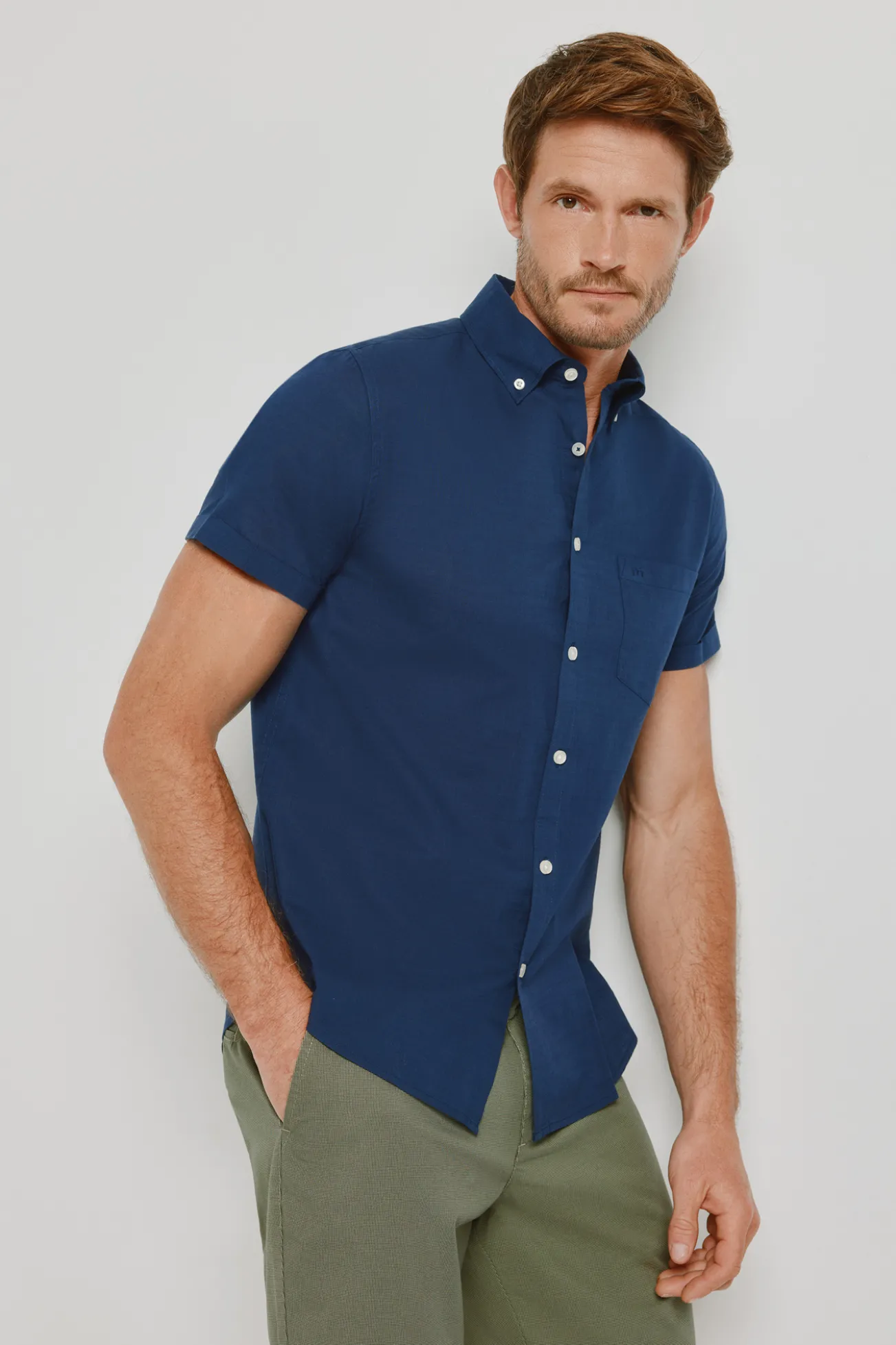 Camisa lisa manga corta
